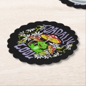 トータリー クール カラフル フローラル アンド フロッグ タイポグラフィ ペーパーコースター (アングル)