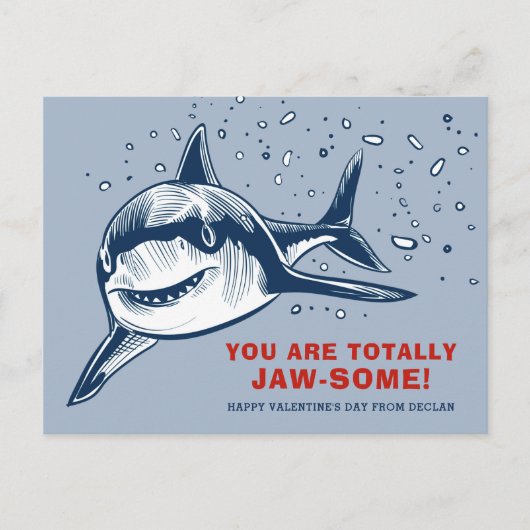 トータルあごのようなサメのキッズバレンタインデーのカード シーズンポストカード (正面)