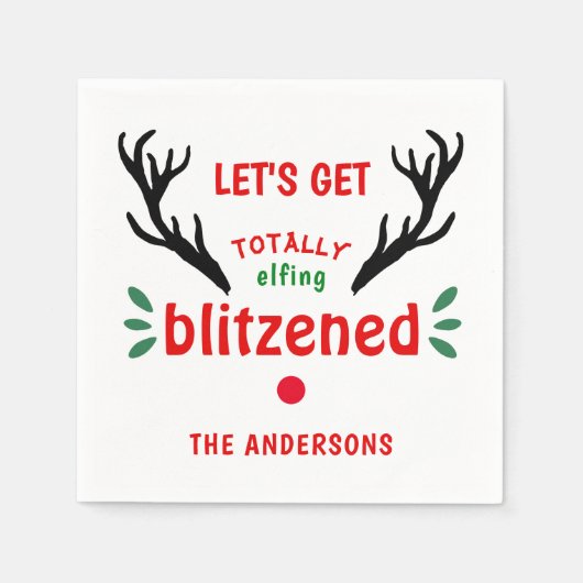 トータルに祝福されたトナおもしろいーダークリスマス応援 スタンダードカクテルナプキン (正面)