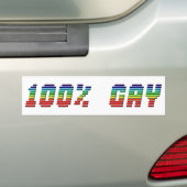 トータルゲイプライドレインボータイポグラフィLGBTQ バンパーステッカー (車上)