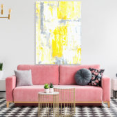 「トータルユニーク」グレーと黄色の抽象芸術アート キャンバスプリント (インサイチュ (リビング))