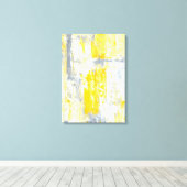 「トータルユニーク」グレーと黄色の抽象芸術アート キャンバスプリント (インサイチュ (ウッドフロア))