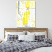 「トータルユニーク」グレーと黄色の抽象芸術アート キャンバスプリント (インサイチュ (寝室))