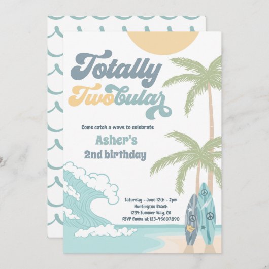 トータルレトロサーフビーチ2nd誕生日 招待状 (正面/裏面)