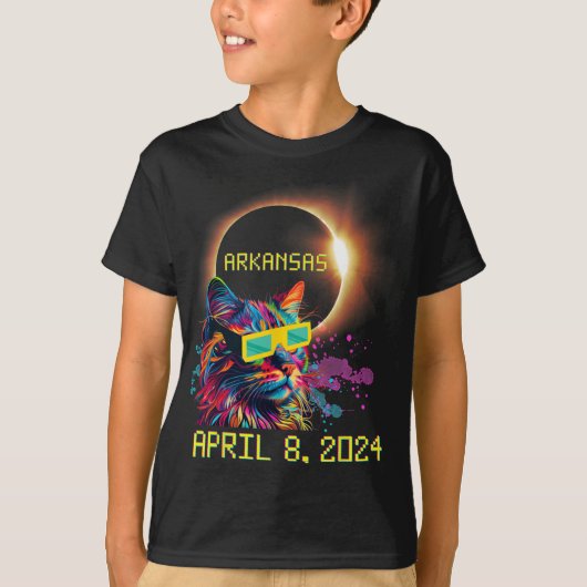 トータル太陽のエクリプス猫2024年4月8日アルカ Tシャツ (正面)