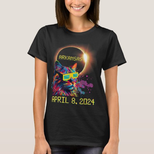 トータル太陽のエクリプス猫2024年4月8日アルカ Tシャツ (正面)