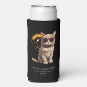 トータル太陽のエクリプス2024年4月おもしろい猫メガネ スリム缶クーラー (Seltzer正面)