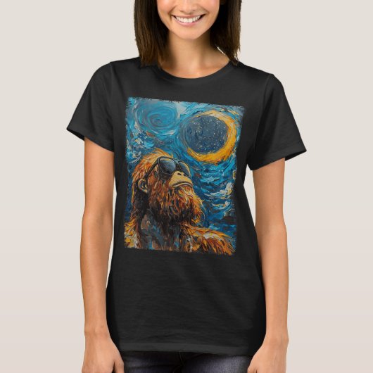 トータル太陽のエクリプバンゴッホ星の夜アートスタイル Tシャツ (正面)