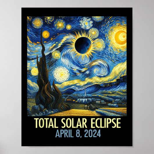 トータル太陽のEclipse 2024星空の夜全体バン ポスター (正面)