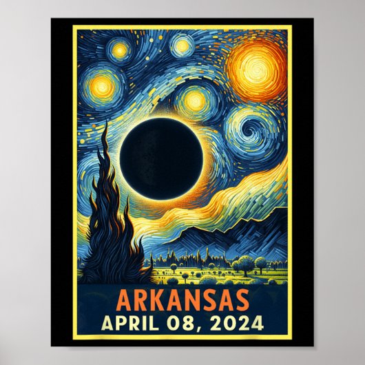 トータル太陽のEclipse 2024星空の夜 ポスター (正面)