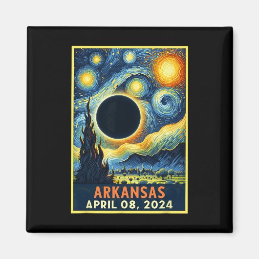 トータル太陽のEclipse 2024星空の夜 マグネット (正面)