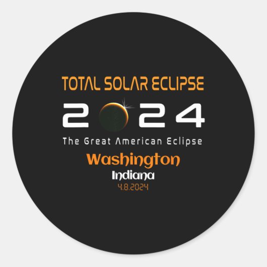 トータル太陽のEclipse Path 2024 Washington Indiana I ラウンドシール (正面)