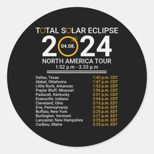 トータル春4.08.24トータル太陽のEclipse 2024 ラウンドシール (正面)