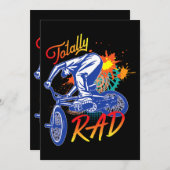 トータル素晴らしい80s BMXバイク少年の女の子 招待状 (正面/裏面)