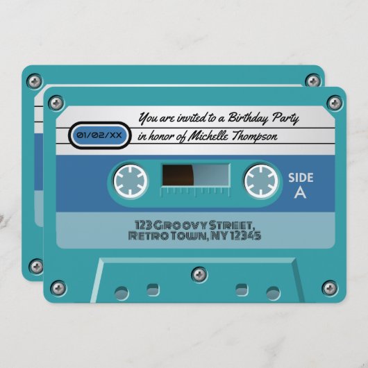 トータル素晴らしグルーヴィレトロ誕生日パーティー 招待状 (正面/裏面)