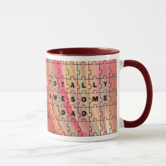 トータル素晴らしパパパズル文字ピンク/茶色パターン マグカップ