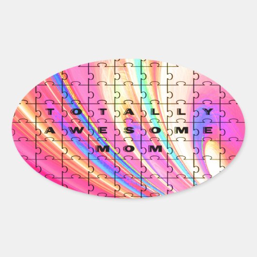 トータル素晴らしマピンクスワールパズルデザイン 楕円形シール (正面)