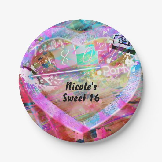 トータル80の明るいおもしろいハート誕生日パーティー ペーパープレート (正面)