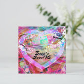 トータル80ズブライトおもしろいハートパーティの招待状 招待状 (スタンド正面)