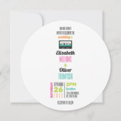 トータル80年代ピンクハートとグリーンストライプ結婚 招待状 (裏面)