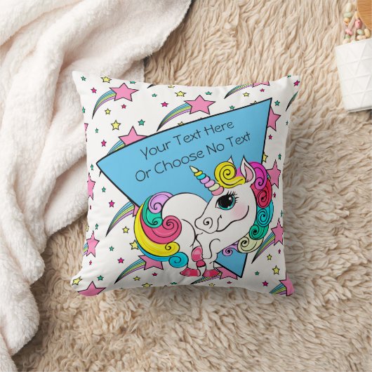 トータル80年代90年代レトロスカラフルタース白ユニコーン クッション (ブランケット)