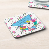 トータル80年代90年代レトロスカラフルタース白ユニコーン コースター (左側)