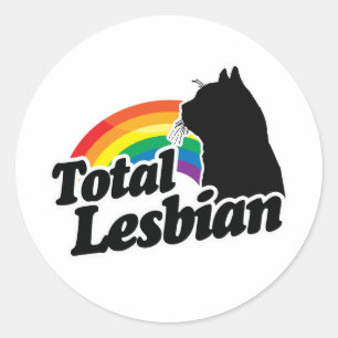 トータル・レズビアン・キャット - ホワイト - 白 .png ラウンドシール