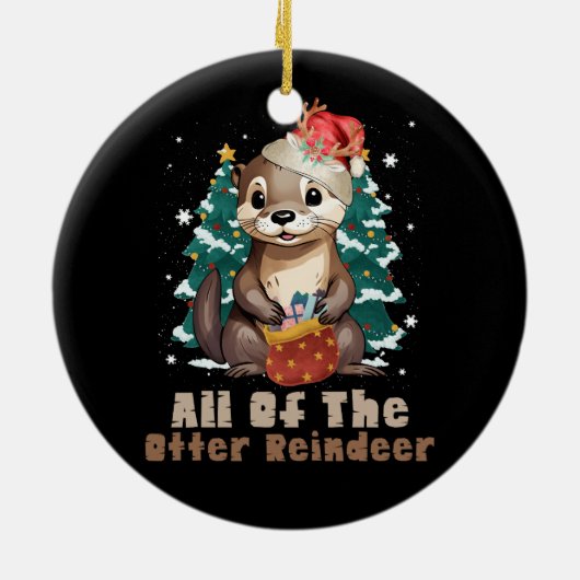 トータートトナカイおもしろいのクリスマス動物F セラミックオーナメント (裏面)