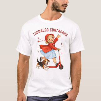 トーダルー・クンタローズのレトロスクーターガールと子犬 Tシャツ