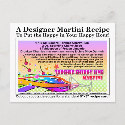 トーチさくらんぼライムマルティーニレシピはがき ポストカード (正面)