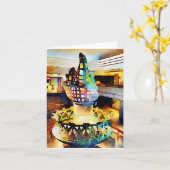 トーチの水彩画自由の女神 カード (黄色い花)