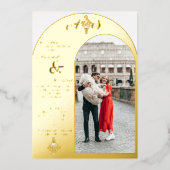 トーチクレスト、金ゴールドシルバーアーチフォトラグジュアリー結婚ズ 箔招待状 (正面)