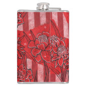 トーチジンジャーリリー、レッドフラワートロピカルアート フラスク (裏面)