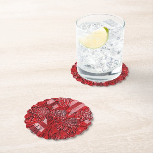 トーチジンジャーリリー、レッドフラワートロピカルアート ペーパーコースター (インサイチュ)
