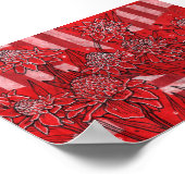 トーチジンジャーリリー、レッドフラワートロピカルアート ポスター (角)