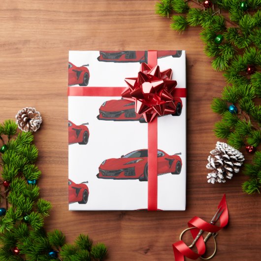 トーチレッドC8コルベット車の手引き ラッピングペーパー (クリスマスギフト)