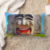 トーテムウッド笑う歯顔トライバルはっきりした写真 ランバークッション (ブランケット)