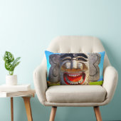 トーテムウッド笑う歯顔トライバルはっきりした写真 ランバークッション (椅子)