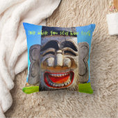 トーテムフはっきりしたローイングウッド顔フォトスマイル引用文 クッション (ブランケット)