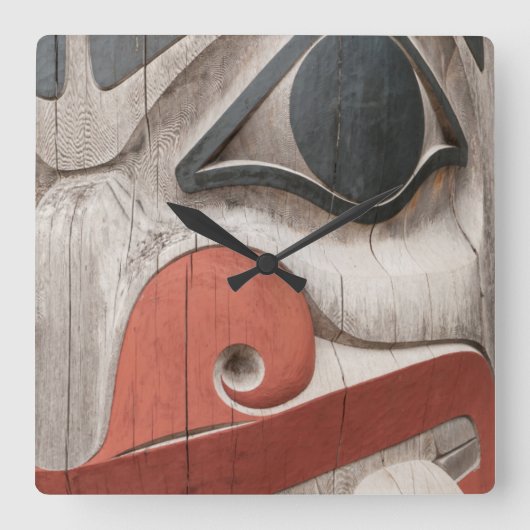 トーテムポールアットハイダ伝統センター博物館 スクエア壁時計 (正面)