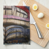 トーテムポール顔サンダー_コーブ キッチンタオル (四つ折り)