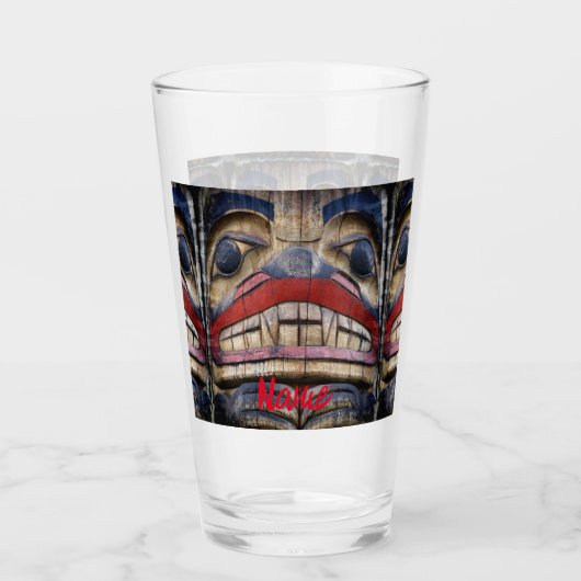トーテムポール顔サンダー_コーブ タンブラーグラス (正面)