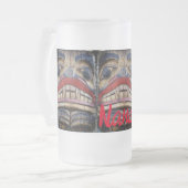 トーテムポール顔サンダー_コーブ フロストグラスビールジョッキ (正面左)