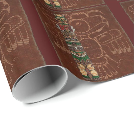 トーテム先住民アメリカフォークアート ラッピングペーパー (ロールコーナー)