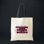 トートバやる気を起こさせるッグ – ドリームターン トートバッグ<br><div class="desc">「Discipline Turn Dreams into Reality」やる気を起こさせるというフレーズを使ったトートバッグでインスパイア、日々のルーティンを高めよう。 丈夫な生地で作られたトート運は、本や食料品、ジムの必需品に保最適で意欲を起こす。あなたは体育館でも学校でもでも走このバッグは修練が夢を叶える鍵であることを思い出させるものだスタイリッシュ」。</div>