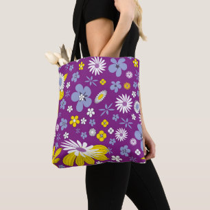 トートバックの紫色の花柄 トートバッグ