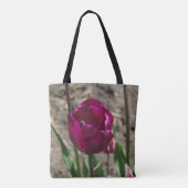 トートバッグの上に紫色のチューリップ トートバッグ (裏面)