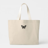 トートバッグブラックレースカスタムイニシャル及び蝶 ラージトートバッグ (裏面)