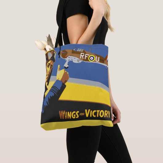 トートバッグレトロヴィンテージパイロット飛行機エアトラベル トートバッグ (クローズアップ)