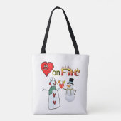 トートバッグヴァレンティーンズデイハートオンファイア雪だるま トートバッグ (裏面)